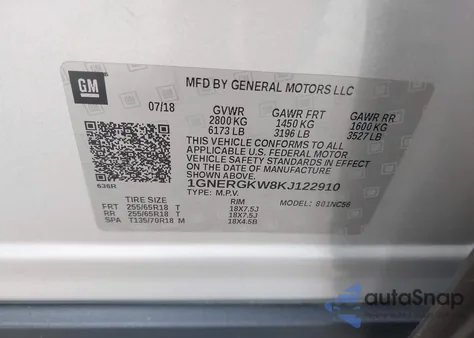 2019 Chevrolet Traverse 1Lt from USA, damaged, VIN 1GNERGKW8KJ122910